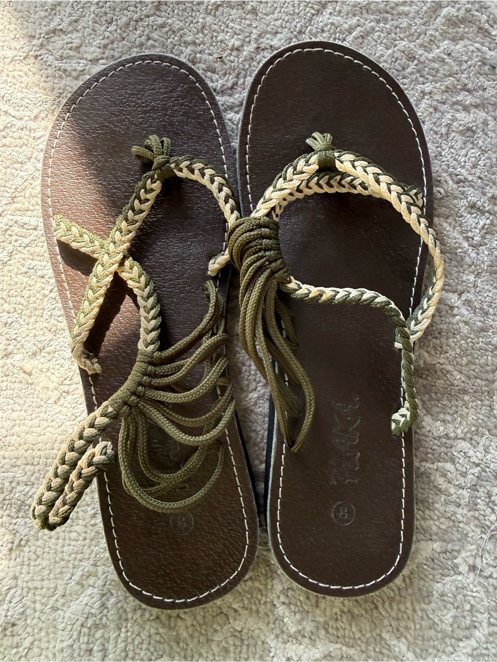Bundle of 2 Plaka Women’s Braided Fringe Sandals in Black and Olive - Picture 4 of 5